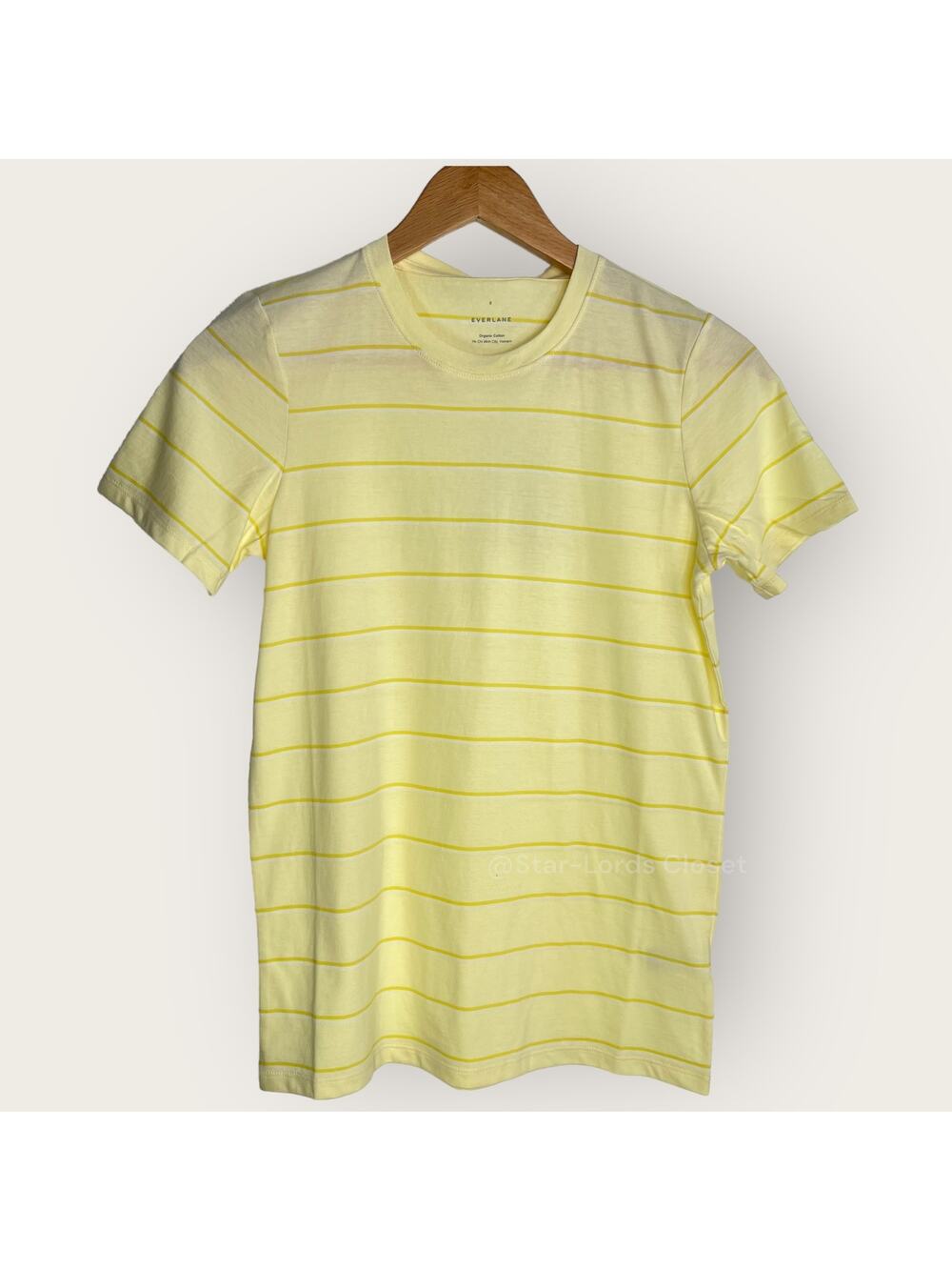 Everlane Striped Organic Cotton Crewneck Tee | Small | Yellow Short Sleeve Chic